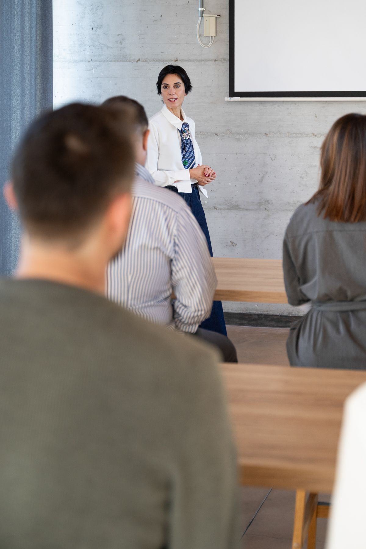 Caroline Georganidis durante una formazione aziendale